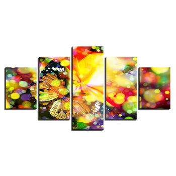 Panza Pictura Arta de Perete Cadru 5 Bucati Fluturi Frumoase Poze Modular HD Imprimate, pline de Culoare, Abstract Poster Decor Acasă