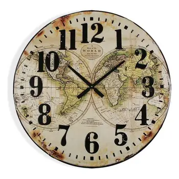 Ceas de perete Harta Lumii MDF Lemn (80 x 6 x 80 cm)
