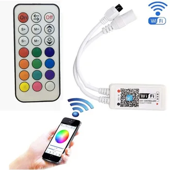DC9V12V24V RGB RGBW Wifi Controler cu LED-uri android/IOS+24Key IR/21key RF control de la Distanță SMD5050 3528 Lumina Benzi a CONDUS, Prin intermediul Smartphone