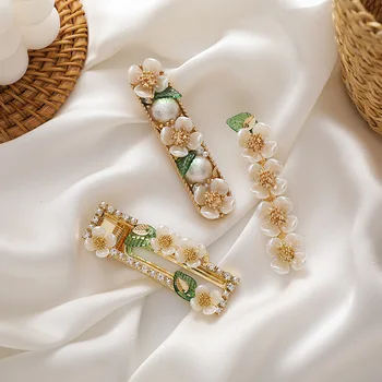 Noua Moda Elegant Proaspete Coajă De Flori Și Frunze Agrafele Ornamente Mireasa Ac De Păr Retro Simulate Perla Păr Clip