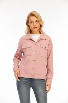Bluza pentru Femei de Moda a se potrivi Sacou de catifea Vintage Singur Pieptul cu Maneci Lungi, Buzunare Tricou Femei Îmbrăcăminte de Primăvară bluza haina