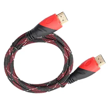 De vânzare cu amănuntul placat cu aur, cablu hdmi HD video cablu audio cablu hdmi dual-modul de culoare roșu și negru de rețea 1m