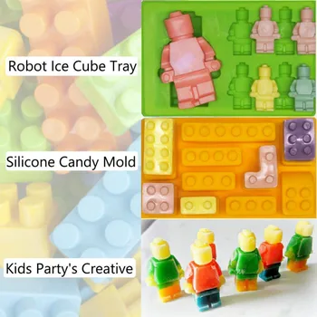 Robot Tavă Cub de Gheata Mucegai Silicon Bomboane Matrite Matrite de Ciocolata Pentru Copii de Partid și de Copt Minifigure Bloc Mucegai Teme