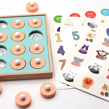 1Set Montessori Meci de Memorie Joc de Șah Puzzle-uri 3D din Lemn Casual Joc Interacțiune Jucarii