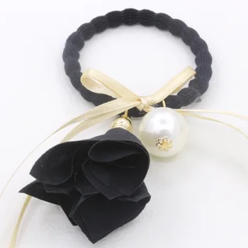 Coreean Floare Trandafir Pearl Elastice De Păr Coadă De Cal Titularul De Păr Banda De Cauciuc Elastic, Coarda Păr Tie Femei Pălării Chic Accesorii De Par