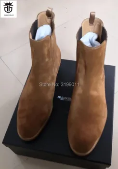 FR.LANCELOT 2020 noua moda barbati piele de căprioară piele bootsslip pe Chelsea cizme pantofi de partid punct de sex masculin deget de la picior de vest papuceii 5cm