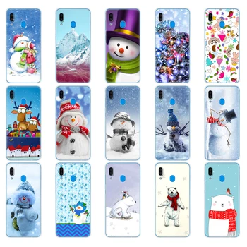 Caz Pentru Samsung Galaxy A30 Caz Telefon Samsung A30 Acoperi A305F Caz Silicon Moale TPU iarnă, zăpadă, crăciun, an nou fericit