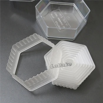 (9pcs/set) Cutat Marginea în formă de hexagon Policarbonat Transparent Fondant Cookie & Biscuit formas pentru Bucatarie tort de instrumente