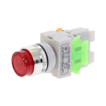 1buc LAY37 Y090 22mm DPST 1NO 1NC LED Moment Push buton de switch-uri Rosu Verde Galben Albastru capul comutator de alimentare