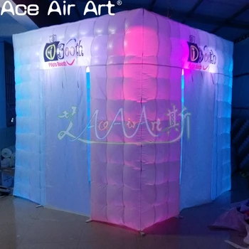 2.4 m 1 ușă sau 2,4 usi gonflabile photo booth cabina cabina,cubic cort,privat fotograf casă cu/fără lumini