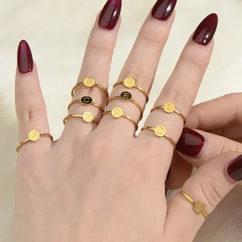 Femei Inel Inele Scrisoare Ring Inele de Oțel Inoxidabil Pentru Femei de Moda Inel de Aur Cuplu Inițială Inel de Nunta pentru Femei Bijuterii Inel
