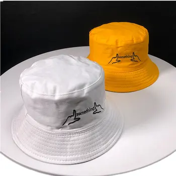 2019 Bumbac alb și Negru scrisoare broderie Găleată Pălărie Pescar Pălăria în aer liber, de călătorie pălărie de Soare Capac Pălării pentru Bărbați și Femei 189