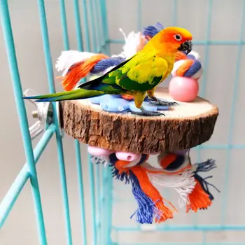 Mici și Mijlocii Papagal Sta Jucărie Platformă de Lemn Musca Mestecați Jucării Colorate
