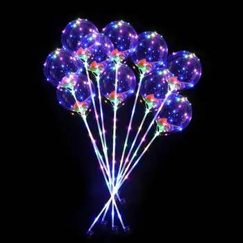 5/10buc Mâner cu LED-uri Baloane cu Stick Luminos Transparent Pene Bobo Festival de Baloane Nunta Petrecere Decoratiuni