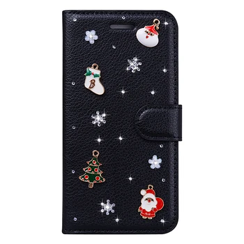 Moș Crăciun Copac Reni Pentru Samsung Galaxy A11 A01 Caz De Lux Din Piele Flip Cover Pentru Galaxy 01 Duos Funda Protecție