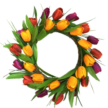 1 BUC Artificiale Tulip Coronita Ghirlanda Acasă Agățat Decoratiuni Fereastră Decor Festiv de nunta Consumabile Frunze de Eucalipt Crescut Coroană de flori
