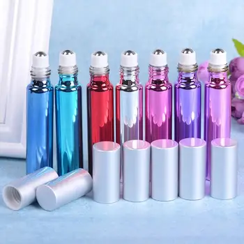 10ml de Sticlă Colorată Rola pe Ulei Esențial Gol Parfum Recipient de Sticla Cu Inox Roller Ball LX7826