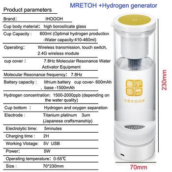 Sănătos Cadou de Frumusete Produs de Întreținere H2 Bogat de Hidrogen Sticla de Apa Generator MRETOH/Moleculară Efect de Rezonanță Tehnologie