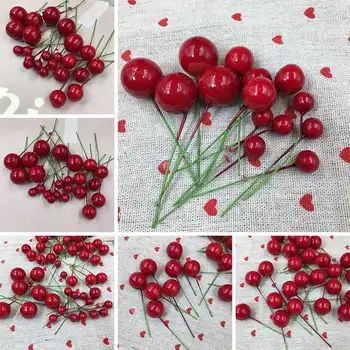 Manual DIY de Crăciun Mingea Boabe de Simulare de Fructe de Cireșe Mici Fructe Roșii Bujor Fructe Accesorii de Craciun