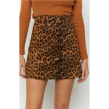 Sexy Leopard de Imprimare Doamnelor Sac de piele de Căprioară Hip Fusta de Moda pentru Femei de Moda Noua Uri de Talie Mare cu Fermoar Fusta a-line Mini