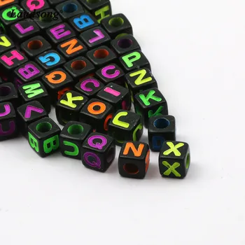 100BUC 7MM Negru Amestecarea Scrisoare Margele Pentru Bijuterii de Moda Brățară Colier DIY de a Face Accesorii Margele Spacer