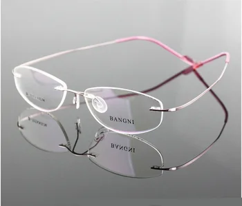 Fără ramă de ochelari de vedere de titan oculos de sol sticlă optică bărbați femei 1618 baza de prescriptie medicala spectacol de lumină metal unisex miopie tunderea