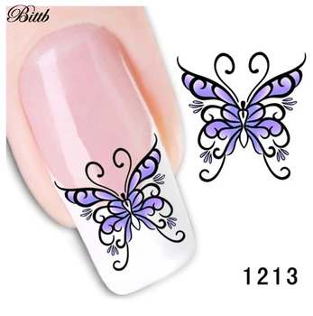 Bittb 2 buc Violet Fluture Unghii Autocolante de Transfer de Apă de Unghii Autocolant Decal franceză Manichiura Frumusete Accesorii Decor