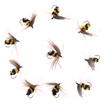 10buc Pescuit Nada #10Black Cârlige Luminoase Piele Material de Albine Nimfa Spinner Muscă Uscată Insecte Momeala Păstrăv Zbura de Pescuit Zboara