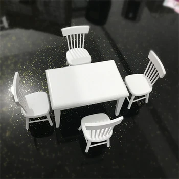 1:12 Casa Papusa Mini Mobilier Model de Jucărie de Buzunar Pătrat Alb de luat Masa și Scaunul 5-Piece Set