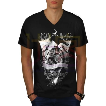 Firma gildan brand cămașă bărbați Morți Aripi de Corb Craniu Barbati BlackV-Neck T-shirt