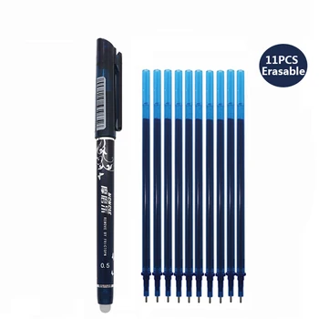 1+10buc/Set 0,5 mm Erasable Pen Refill Rod Albastru/Negru de Cerneală Magic Erasable Stilou Gel pentru Biroul Școlii Scris de Aprovizionare StationeryTools