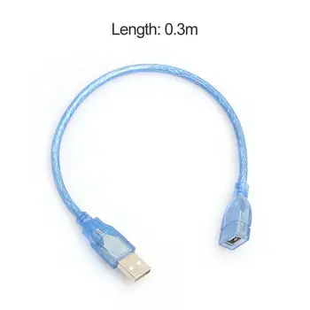 30CM de Mare Viteză USB 2.0 Cablu de Extensie Albastru Transparent de sex Masculin La Feminin USB prelungitor Bază de Cupru USB Cablu Scurt