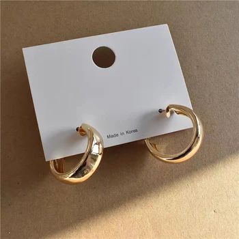 Minimalist Aur de culoare Argintiu Metal Cerc Mare Geometrice Rotunde Cercei Mari pentru Femei Fata Petrecere de Nunta Bijuterii