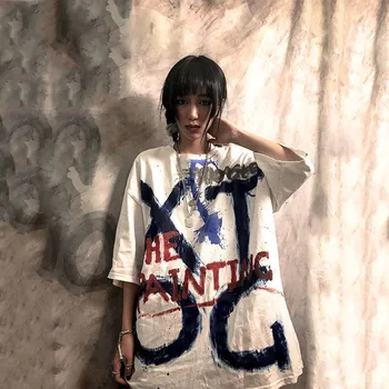 Harajuku Supradimensionat Tricou Streetwear Femei Vara Topuri Largi De Dans Hip-Hop Haine Femei Casual Punk High Street Tricouri Fata