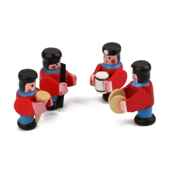 Noi 4buc 1/12 casă de Păpuși, Miniaturi Papusa de Lemn fanfară Militară Oameni pentru Papusa Casa Decor de Colectare de Jucării pentru Copii Cadou de Ziua de nastere