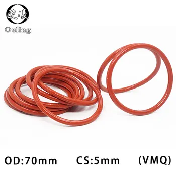 Roșu Inel de Silicon Silicon/VMQ OANA inel de 5mm Grosime OD55/70/130mm Cauciuc de Etanșare O-ring Inele de Etanșare Benzi Garnitura Sanitare mașină de Spălat