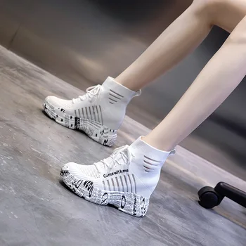 Femeile Platforma Adidasi 2019 Vara Ochiurilor De Plasă Respirabil Pantofi Femei Tocuri Pană Pantofi Casual Cu Talpă Adidași Pantofi Albi N2-05