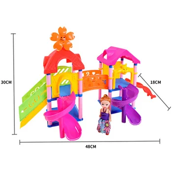 Copii DIY Colorate Cale de Rulare Paradis Parc de Distracții Slide Scara de Constructii Blocuri cu Fată Drăguță Tema Papusa Jucărie Copil Cadou