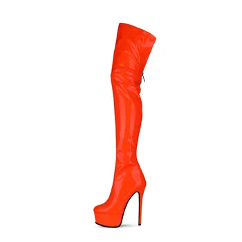 Dovereiss Moda pentru Femei Pantofi de Iarna Concis Platformă Nouă Sexy de culoare Roșu-Portocaliu Peste genunchi, cizme cu Fermoar 35-45