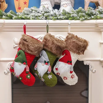 3Pcs Ciorapi de Crăciun Tesatura Moș Crăciun Șosete Copii Cadou Bomboane de Sac de Buzunar Xmas Decor pentru Pomul de Crăciun