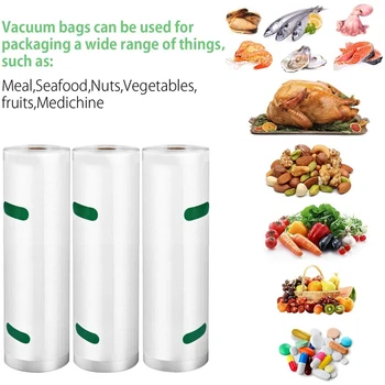 Aparat de Vacuum Pungi Role 3 Pack pentru Food Saver, Grele de Vid Pungi de Depozitare pentru Sous Vide de Gătit, Congelator