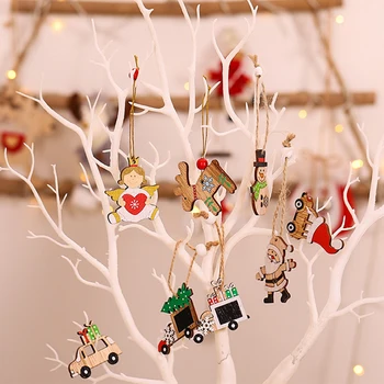 12pcs Drăguț Moș Crăciun din Lemn de Crăciun Pandantive Ornamente Pentru Pom de Crăciun Ornament Agățat de Anul Nou Decor Petrecere Copii Jucarii