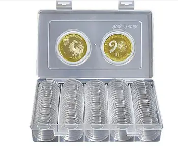 50sets/lot 100buc 27mm 30mm Monedă Cazuri Capsule Suport de Plastic transparent Rotund Cutie de Depozitare