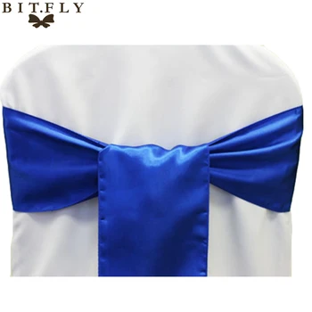 1buc Decor Nunta Scaun Eșarfe de mătase Tiffany Blue Gold Satin Scaun Eșarfe Papion pentru Hotel Căsătorie Scaun Banchet Arc