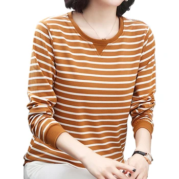 2020 primavara toamna cu maneci lungi stripe T-shirt femei fcasual lână îngroșa tricou streetwear casual Camisas De Moda Mujer 4XL
