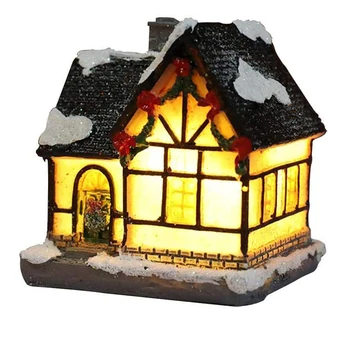 Lanterna Decorativa De Craciun Casa Lanternă Cu Led-Uri De Lumină Perdeaua De Zăpadă Moș Scena Casei Lumanare Decorativa Ornamnet Pentru Interior