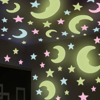 3D Stele și Luna de Stocare a Energiei Fluorescente Glow În întuneric Luminos pe Autocolante de Perete Pentru Camera Copii Camera de zi Decal Cadouri DIY