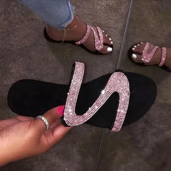 Femei Slide-uri Papuci de Pantofi de Femeie Aluneca pe Stras Paiete Bling Apartamente de Vara pentru Femeie Serpentine în aer liber Flip Flops Dimensiune 35-43