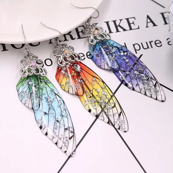 Noul Manual De Basm Simulare Aripa Cercei Insecte Aripă De Fluture Picătură Cercei Folie Stras Cercei Romantic Bijuterii De Mireasă
