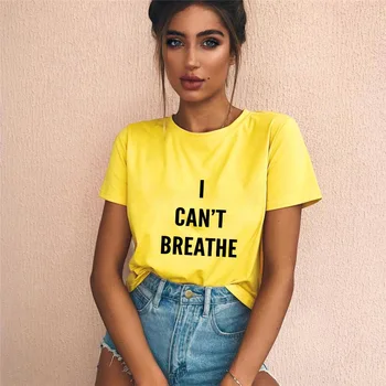 Strada Trendy cu Mânecă Scurtă T-shirt Femei nu Pot Respira Tipărite Scrisoare de Moda T-shirt Casual Comemora Guler Rotund T